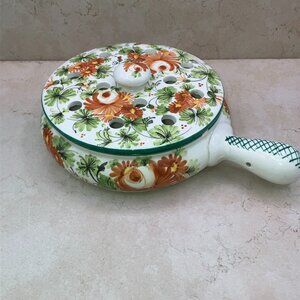 Vintage Italian Floral Potpourri Pot Hand Painted 1970's